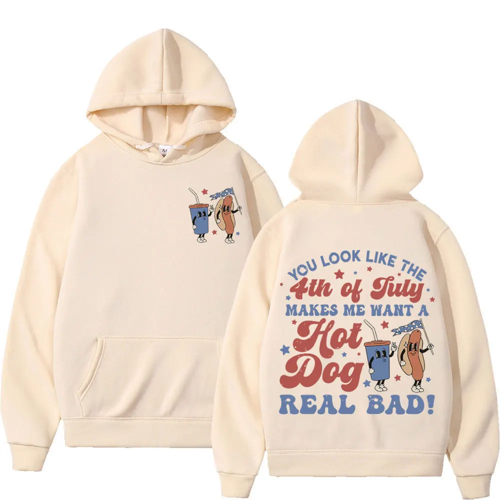 يجعلني أريد كلب ساخن حقيقي سيئ مضحك 4 يوليو ميمي هوديي الرجال النساء Harajuku البلوز بأكمام طويلة بلوفر أنيق غير رسمي #6