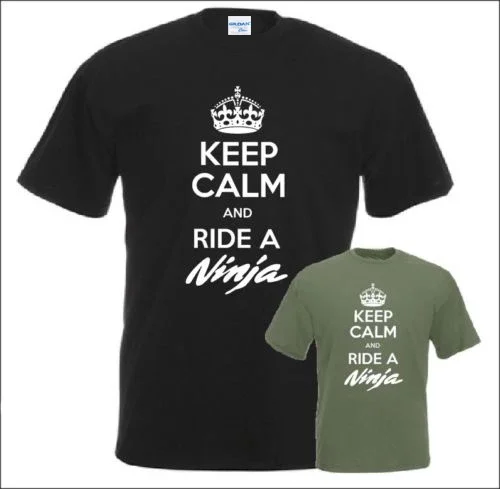 New Men T-Shirt Men Summer Hot Sale Style Keep Calm And Ride A Ninja T-Shirt Motorcycle Biker Gift Tee Shirt Digital Printing