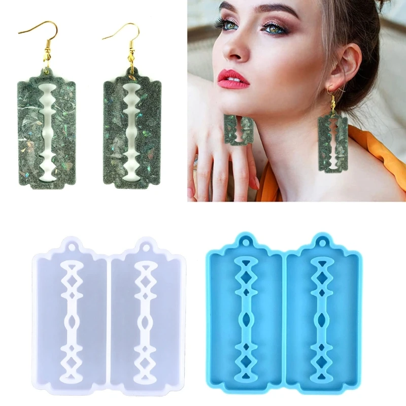 H9ED Irregular Blade Keychain Ornament Silicone Mold Epoxy Resin Casting Pendant Earrings Mold Suitable for Diy Crafts