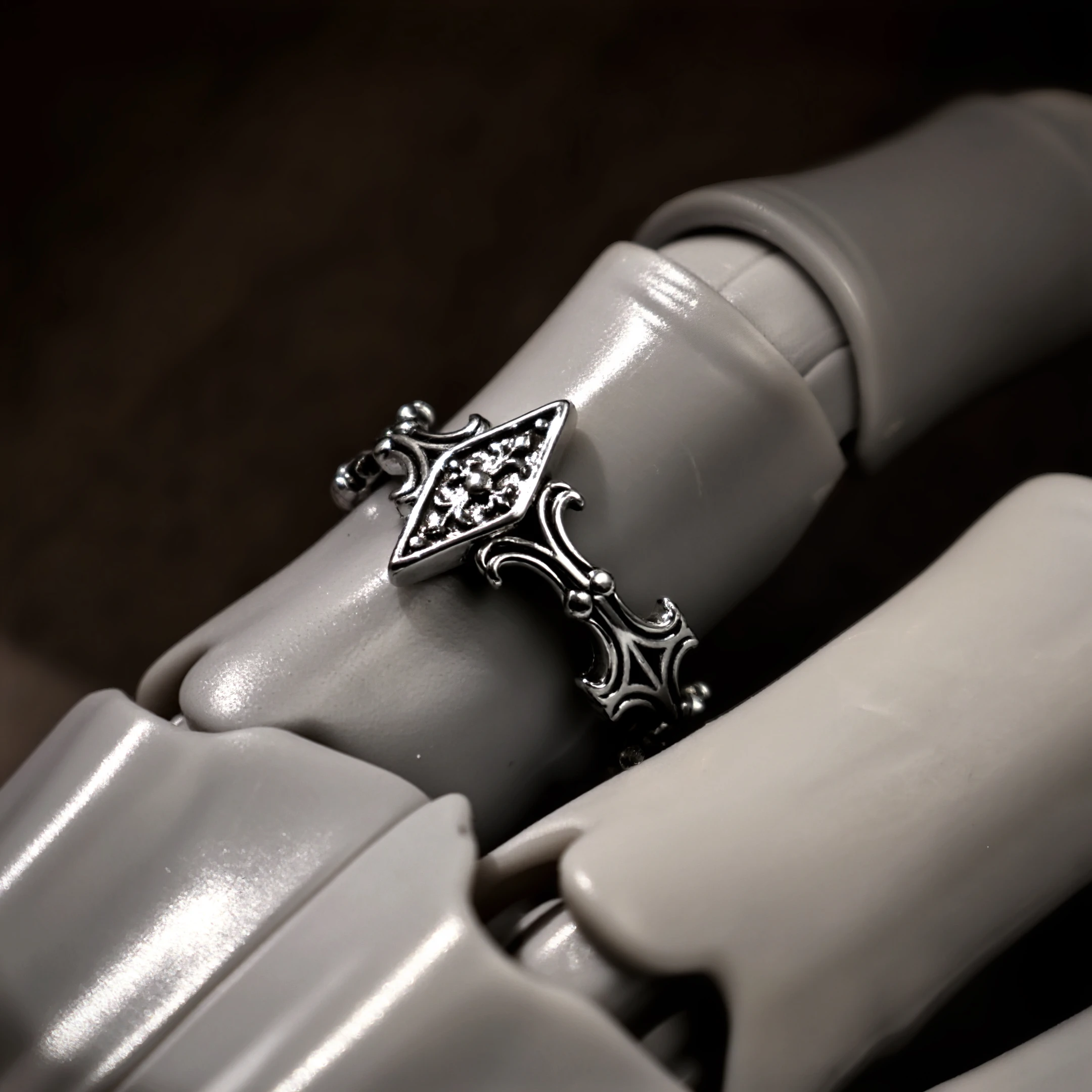 Retro Iris Kreuz Rhombus Verstellbarer Offener Ring für Männer Versilbertes Messing Gothic Punk Edgy Schmuck Unisex Accessoires Cooles Geschenk – Detail 12