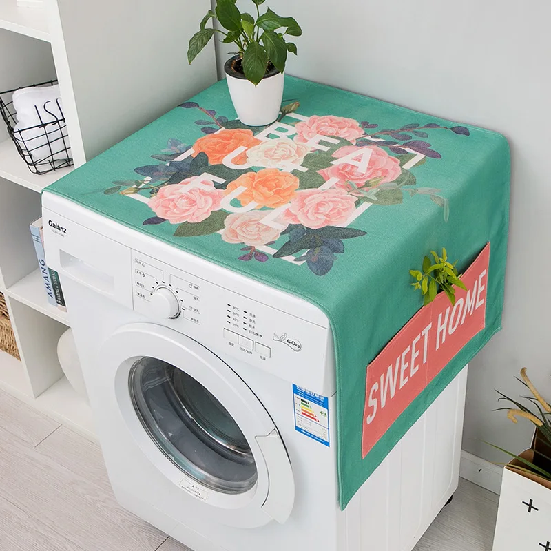 Nordic Washing Machine Cover Green Leaf Washing Machine Dust Cover Oven Microwave Refrigerator Protecor Modern Home Decor
