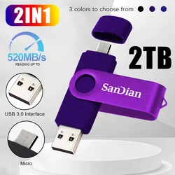 2TB 1TB USB Flash Drive 2 In 1 Type-C Pen Drive 1TB U Disk For Android OTG Pendrive Creative Business Gift Storage U Disk For PC