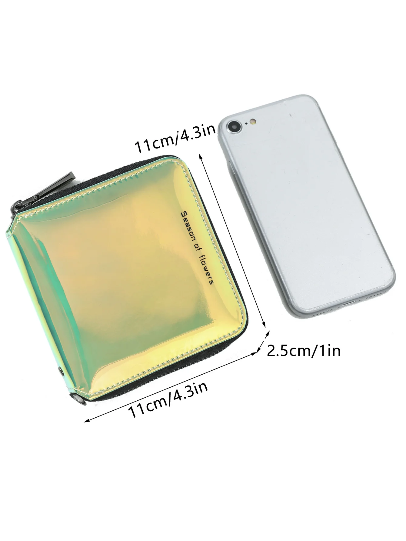 Fashionable laser colored women\'s short wallet PU leather large capacity multi card slot ID card holder long wallet coin purse