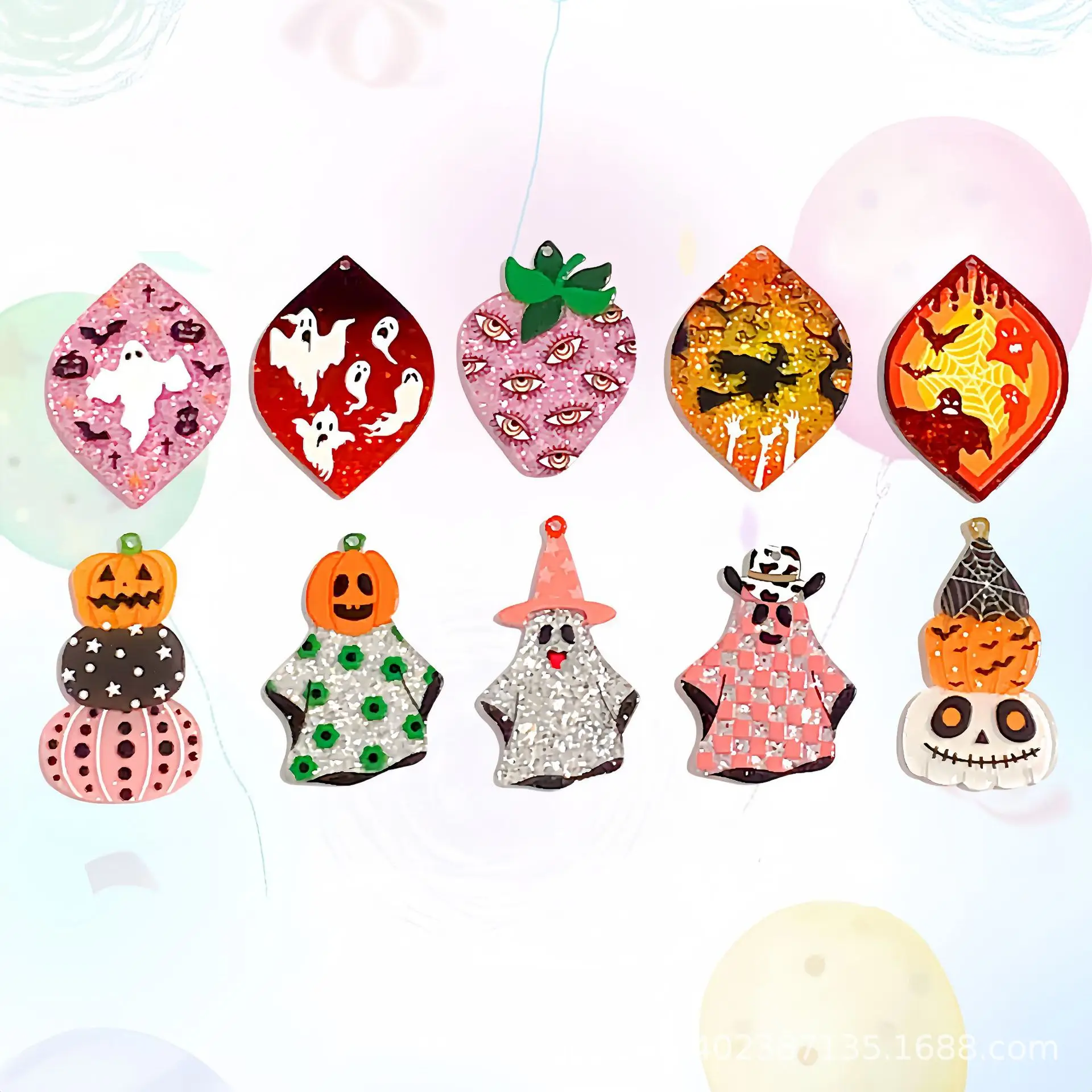 

Halloween Style Cartoon Jewelry Component Glitter Ghost Pumpkin Earring Accessories DIY Earrings Pendant Jewelry