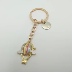 Lovely Hot Air Balloon Keychain Cloud Key Ring Enamel Key Chains For Women Men Handbag Accessorie DIY Handmade Jewelry Gifts