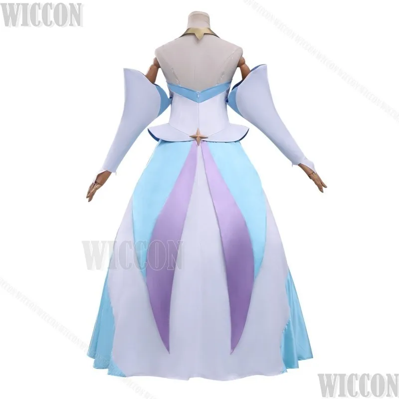 Guinevere الأميرة فرسان Guinevere أنيمي تأثيري الملابس الأزرق الأرجواني فستان أبيض امرأة فتاة يتوهم هالوين كرنفال الزي