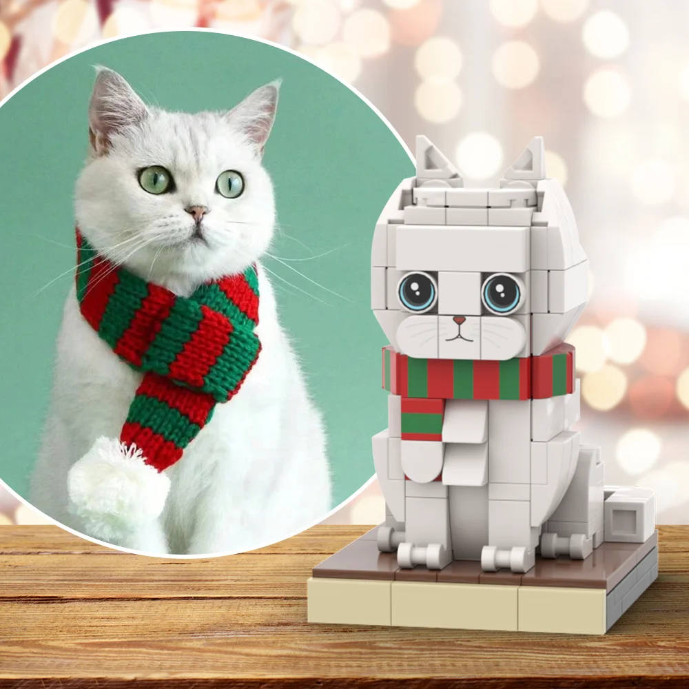 ビルディングブロックカスタマイズ猫ペットフィギュア顆粒入り写真付き私のカスタムブリックフィギュアペット愛好家のためのクリエイティブギフト装飾品