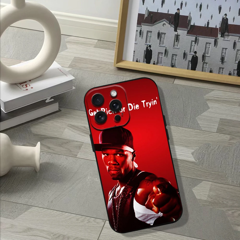 50 Cent Rapper Phone Case For iPhone 11 12 13 14 15 16 Pro Max Plus Black Silicone Soft Case