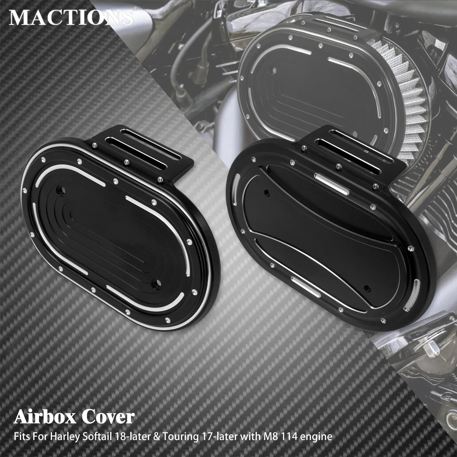 Motorcycle Airbox Cover Oval Air Filter Trim Cap For Harley Softail Breakout FLFB FXBRS 18-Up Touring Street Glide M8 114 17-Up