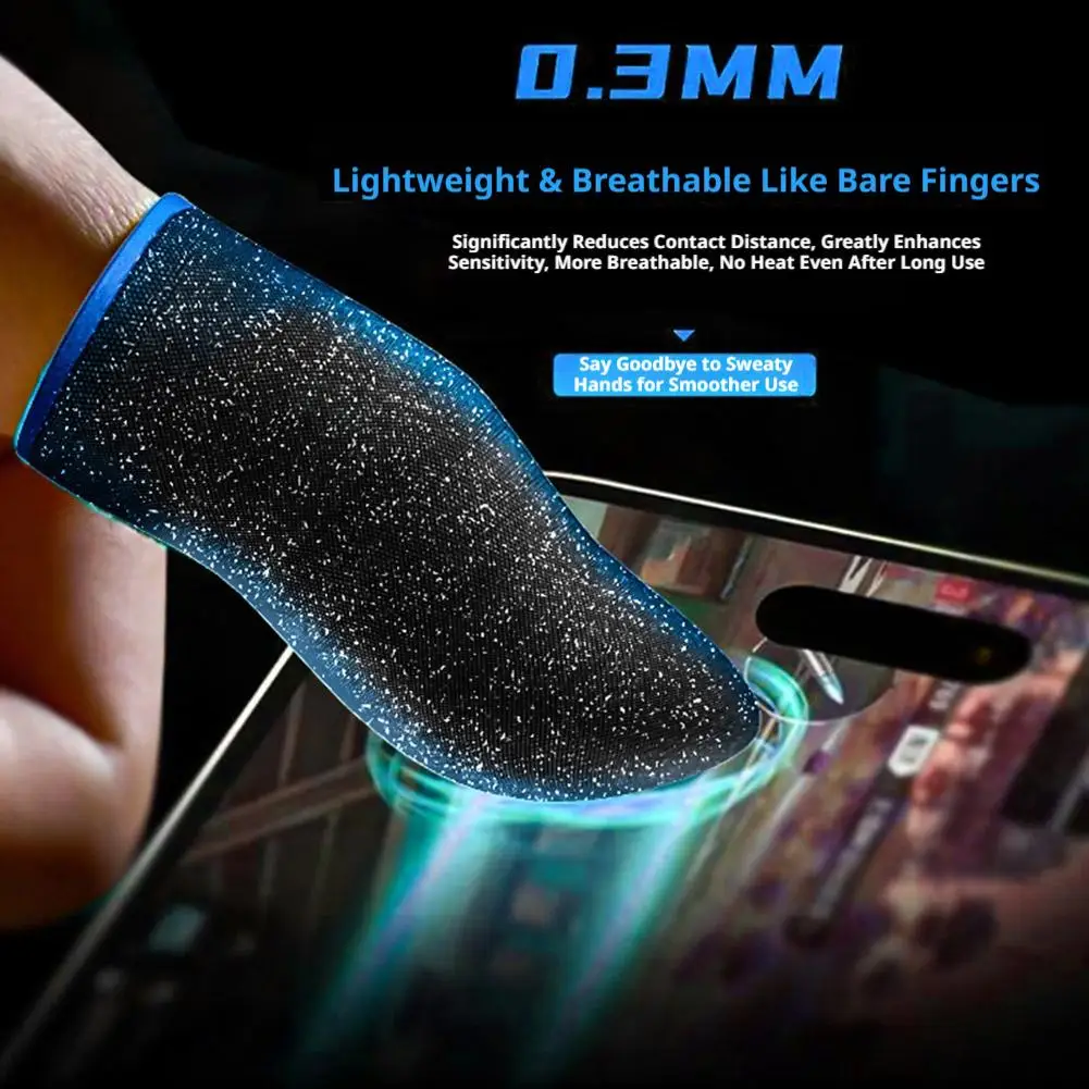 1 Pair Gaming Finger Sleeve Breathable Fingertips Games Anti-Sweat Touch Screen Finger Cots Cover Sensitive Mobile Touch Glove ﻿