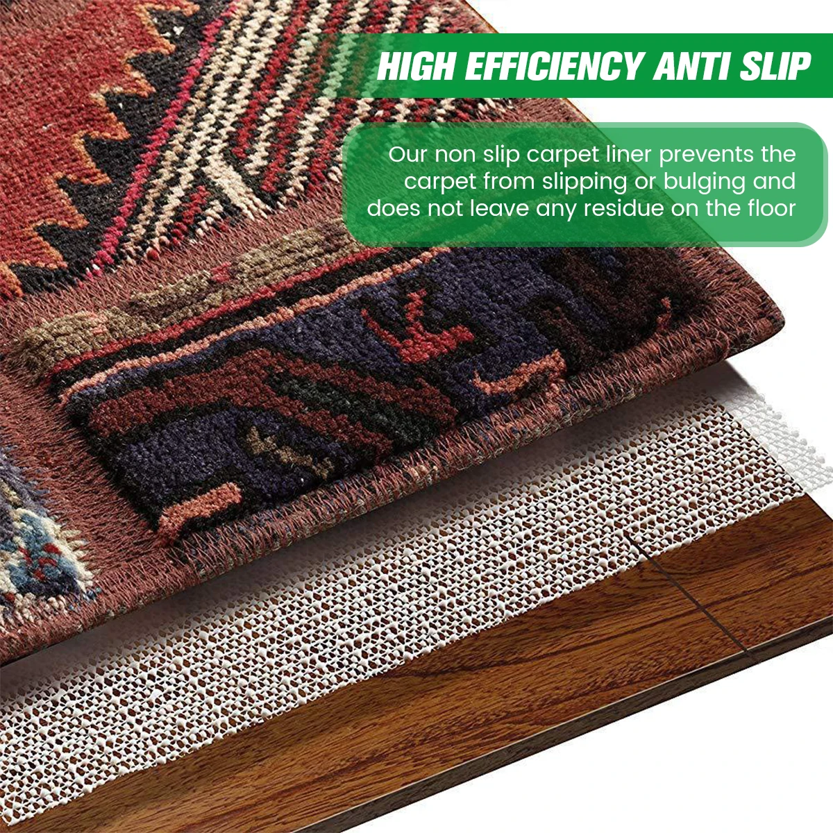 Non-Slip Carpet Underlay Multi Purpose Liner Rug Gripper Anti Slip Underlay Washable Mesh Non-Slip Lining for Hard Floor Cushion