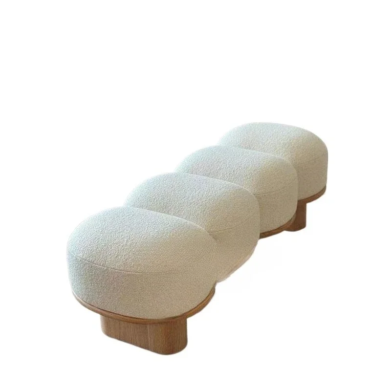 

Cream wabi wind sofa stool designer living room door shoe change stool simple bedroom bedside stool dining room bench