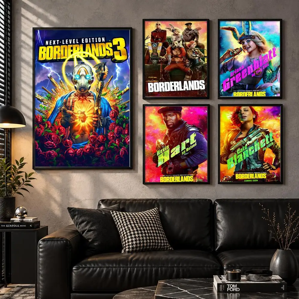 Borderlands Shooter Wasteland Co-op Gunplay Comedy Poster Self-Adhesive Unframed Fashion Wall Prints for Office & Home Decor