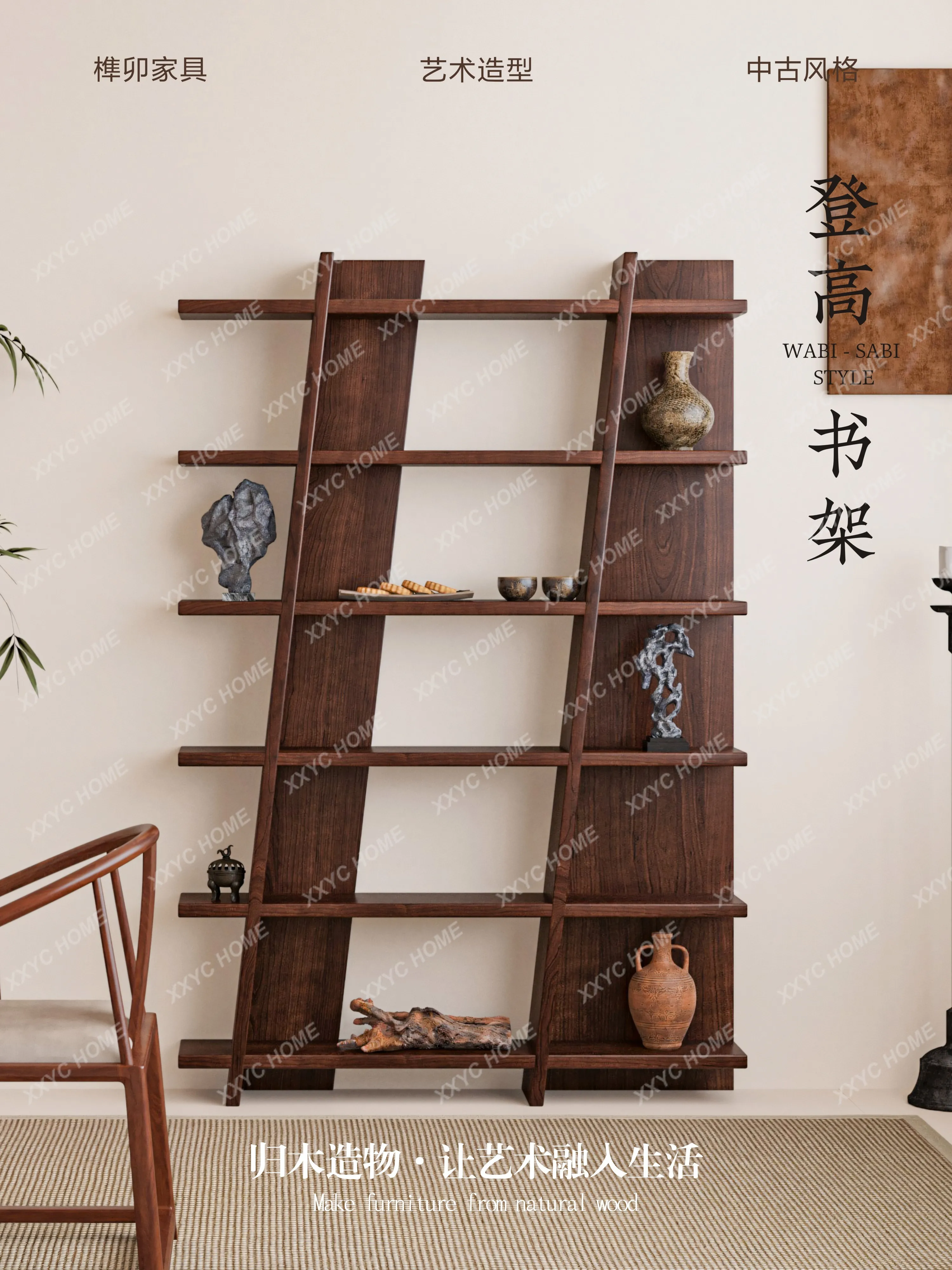 

L Wind Medieval Bookshelf Floor Shelf Modern Living Room Storage Shelf Bookcase