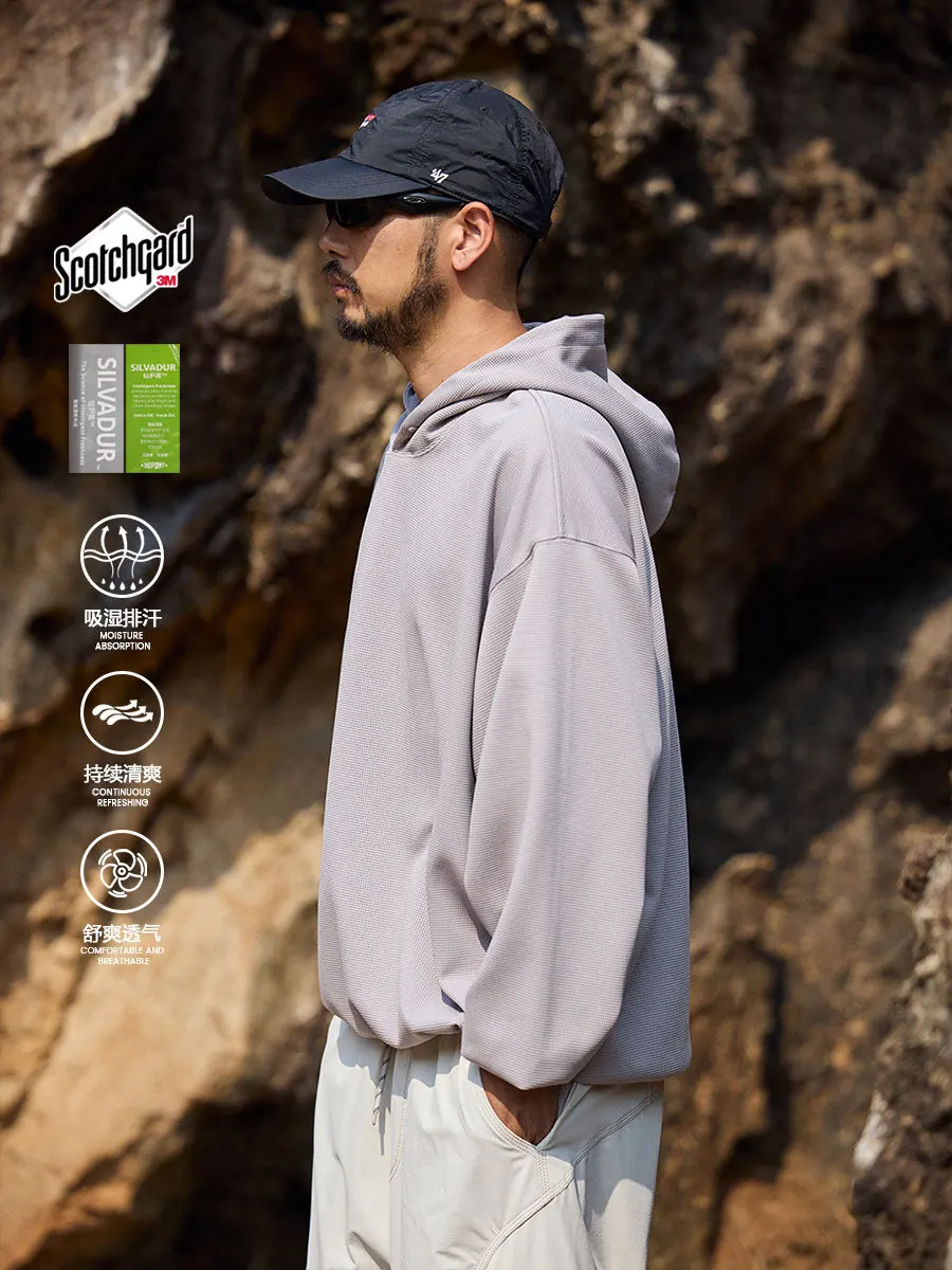 

Men's Japanese Style Waffle Knit Loose-Fitting Hoodie Outdoor Sports Moisture-Wicking Sweatshirt Comfortable Breathable Casual W