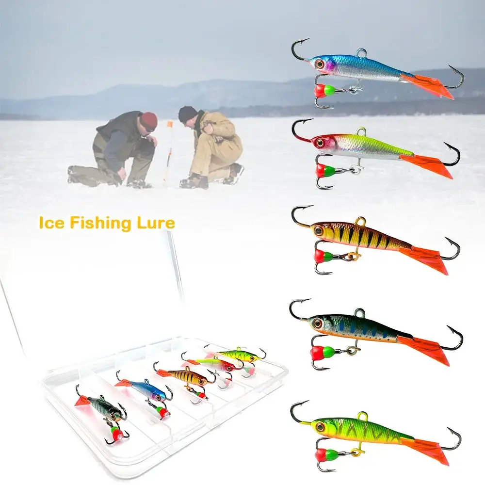 5pcs New 62mm/10g Winter Ice Fishing Lure AD-Sharp Artificial Spoon Metal Lures 5 styles Balancer Ice Fishing Lure