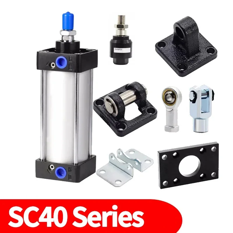 

SC40 Standard Air Cylinder Bore 40mm Stroke 25-1000mm Double Acting With Magnetic Accessories Aluminium Pneumatic Cylinders