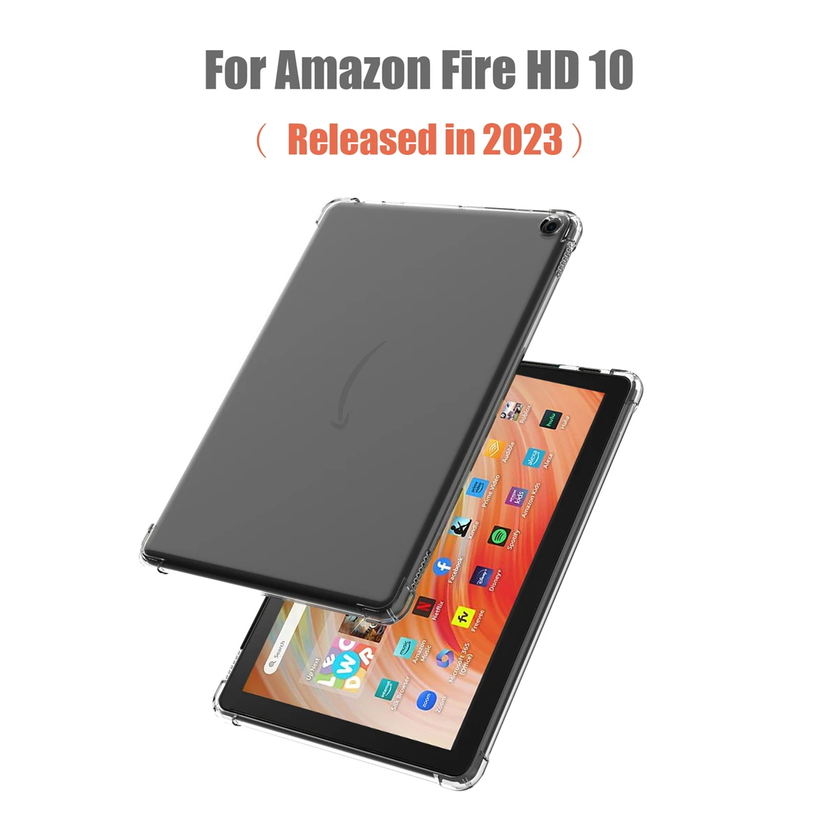 Transparent Case for Amazon Fire HD 10 (10.1 Inch) 2023 Airbag Drop Protection Flexible TPU Silicone Shockproof Tablet Cover
