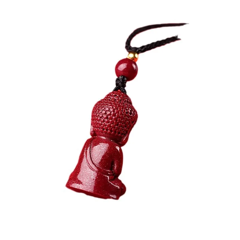 Natural Raw Ore Purple Gold Sand Hanging Piece Pendant Cinnabar Baby Buddha Pendant Lanyard Body Protection Jewelry Female This image 5