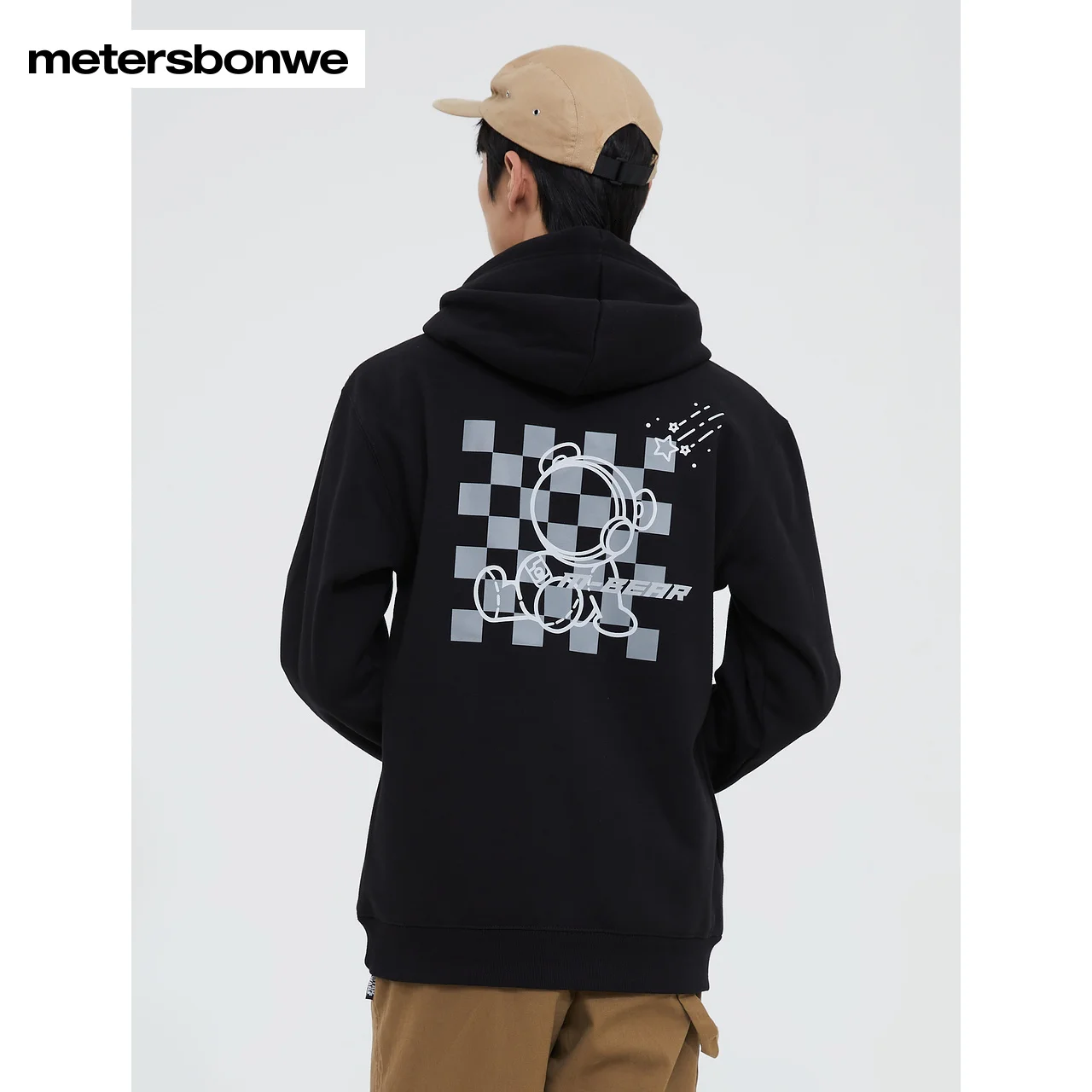 Metersbonwe-Men's Classic Fleece Hoodie Loose Print Hooded Pullover Long Sleeve Young Student High Street Autumn Winter