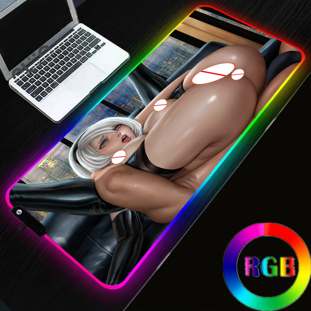 

NieR Sexy Naked Girl RGB Mousepad Big Tits Big Ass Busty Beauty RGB Game Mousepad Backlight Desk Pad Gaming Accessories Desk Mat