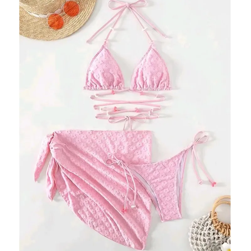 Bikini rosa con Push-Up para mujer, traje de baño Sexy, ropa de playa, trajes de baño para niña, Bikini brasileño para piscina