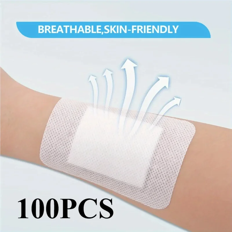 

100 шт. повязки на раны, дышащие марлевые подушечки по краям, повязки без латекса, самоклеящиеся повязки на рану