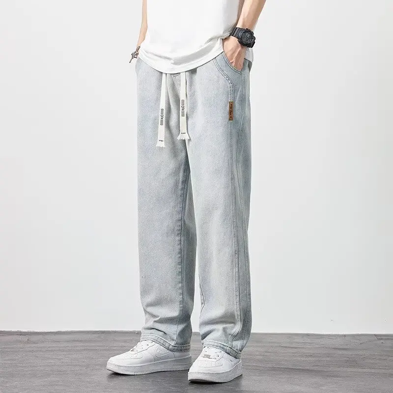سراويل وسيم للرجال لربيع وصيف جينز مستقيم الساق فضفاض #6