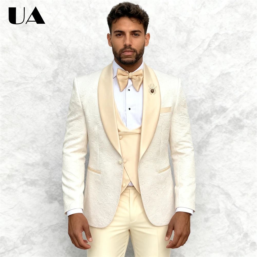 

Paisley Mens Tailored Suit Attire Three Pieces Wedding Suit Set (Jacket Vest Pants) XXS-7XL Customized Big Man Tuxedo for Prom