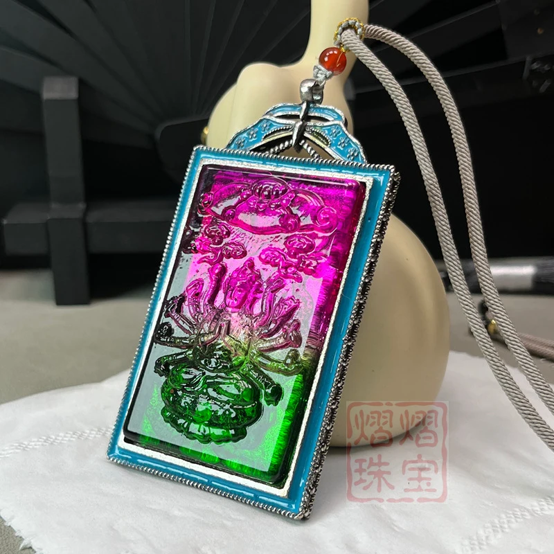 Imitation High-Ice Jadeite Thousand-Handed Guanyin Zodiac Guardian God for the Rat Sign Pendant Sweater Chain, Popular Item from