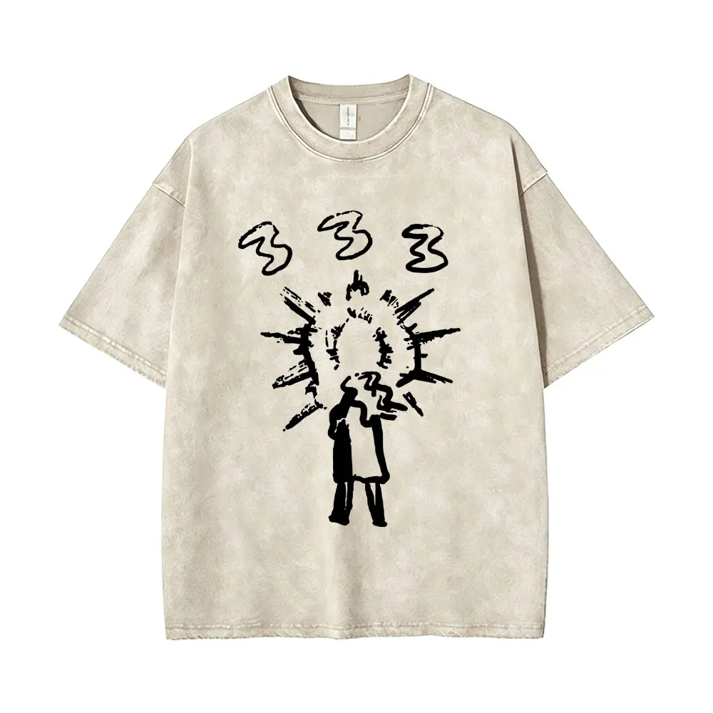 

Washed Vintage Rapper Bladee 333 T-shirt Retro Ecco2k‌ Drain Gang Graphic T-shirts Men Women Hip Hop Fashion Oversized T Shirts