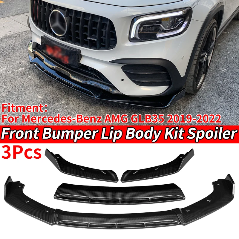 Car Accessories Front Bumper Splitter Lip Diffuser Spoiler Body Kit Protector Cover For Mercedes Benz AMG GLB35 2019 2020-2022