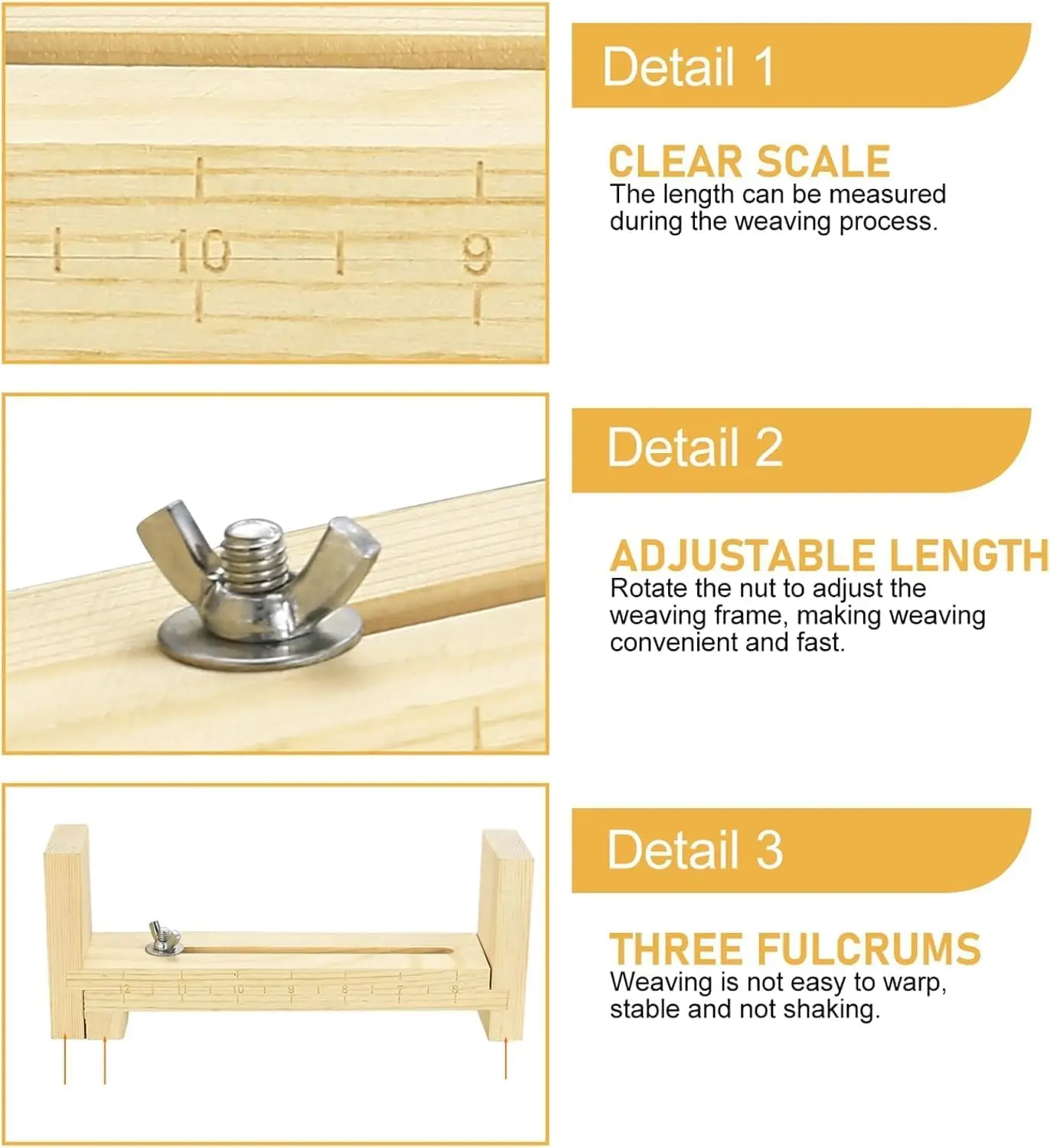 DIY Adjustable Wood Knotting Jig Kit for Bracelet Crafting U Shaped Wood Frame Holder for Handmade Macrame