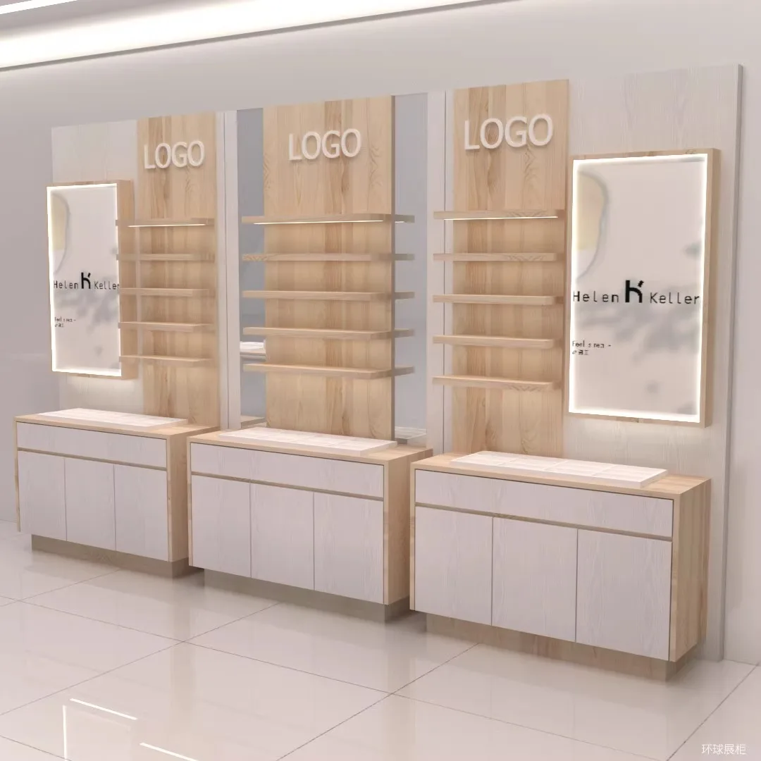

Customizable Minimalist Log Design High Cabinet Open Option Eco-Friendly Wind-Free Board Glasses Display Central Organizer