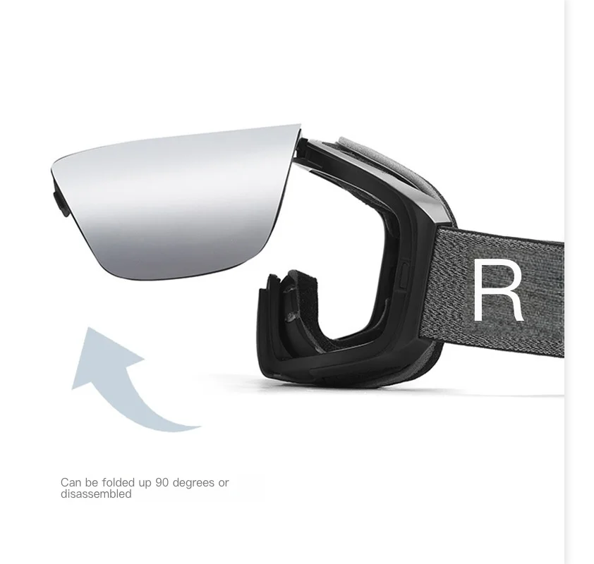 Flip-Up Magnetic Ski Goggles Windproof Anti-Fog Sandproof Outdoor Sports Eye Protection Glasses New