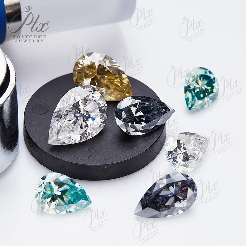 

Многоцветный грушевидной формы с муассанитом и бриллиантами, оптовая продажа, свободные камни, лабораторное выращенное для драгоценных камней, подвески, обручальные украшения, сертификат GRA