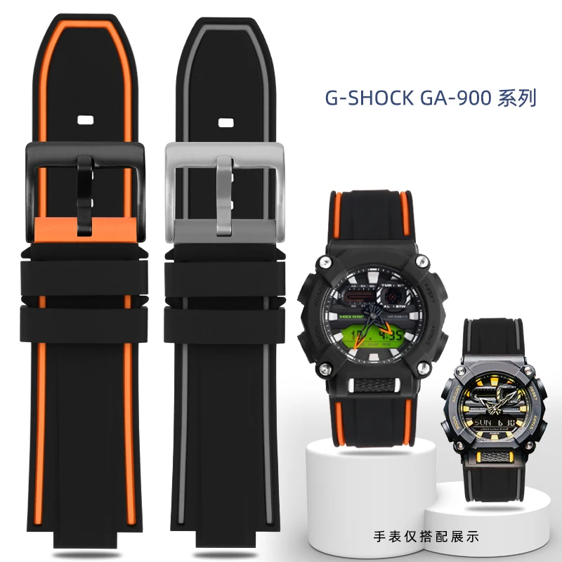 For Casio G-SHOCK Silicone Watch Strap GA900 GA-900 Modified Men\'s Waterproof Sports Silicone Watch Chain Watchband 16mm