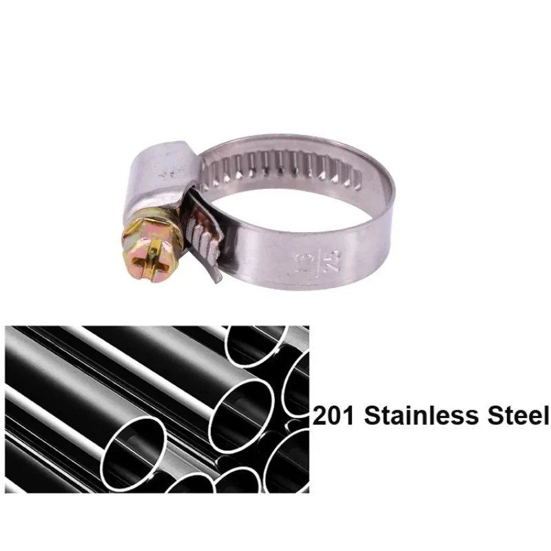 Stainless Steel Adjustable Drive Hose Clamp, Fuel Line Worm Size Clip Hoop Hose Clamp, 50Pcs