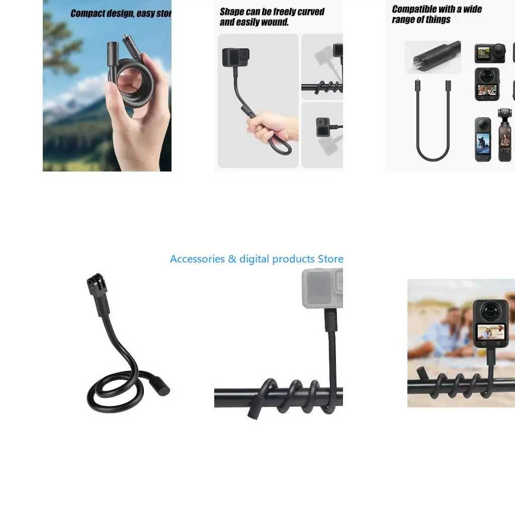 77JD Multiple Silicone Camera Holder With Strong Clamp Design for osmo360 Sports Cameras
