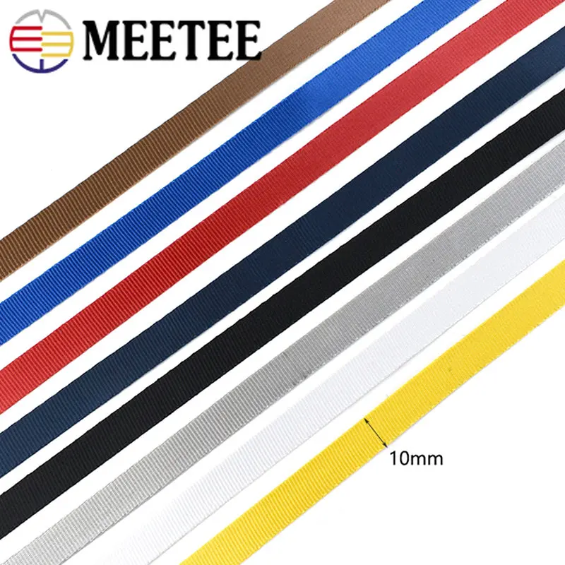 Meetee 45Meter Nylon Webbing Strap 10mm Colorful Ribbon Backpack Tape Shoulder Bag Band Belt Clothing Luggage Sewing Accessories