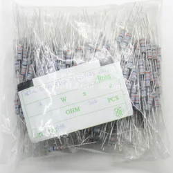 500pcs 1W +-5% Carbon Film Resistor 1W 1R 10R 22R 47R 100R 220R 330R 680R 1K 2K2 4.7K 10K 47K 100K 470K 1M