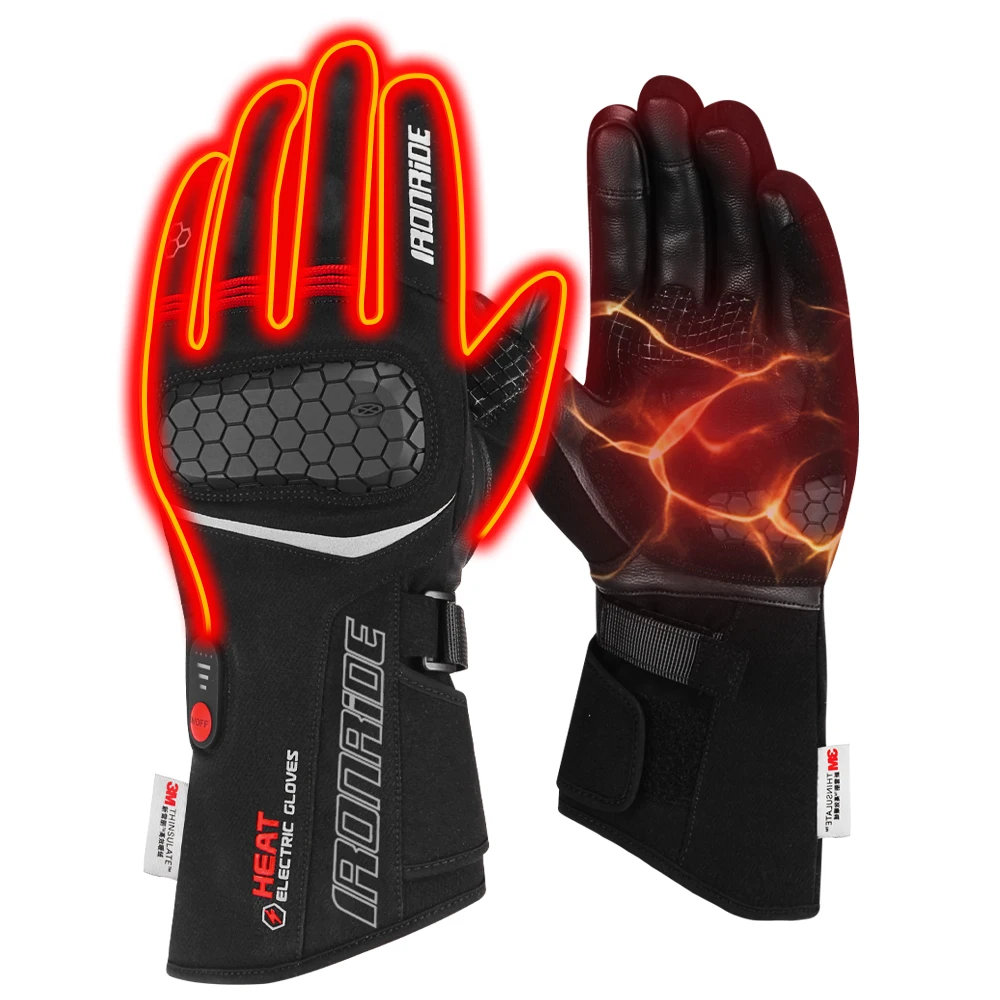 

Motorcycle Heated Gloves Battery Powered Moto Guantes Winter Waterproof Touch Screen Heating Motorbike Riding Gloves for Winter