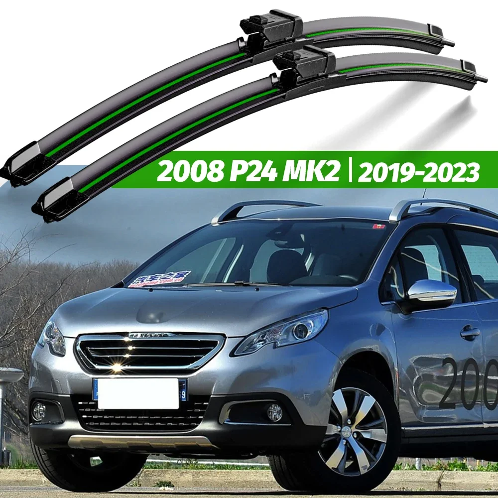 Wiper LHD Front Wiper Blades For Peugeot 2008 P24 MK2 2019 - 2023 Windshield Windscreen Window Brushes 24