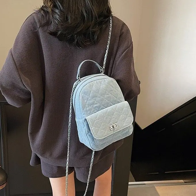 

Новая джинсовая сумка 889, модная сумка с бриллиантовой цепочкой, дорожный рюкзак, небольшой аромат, модная универсальная сумка