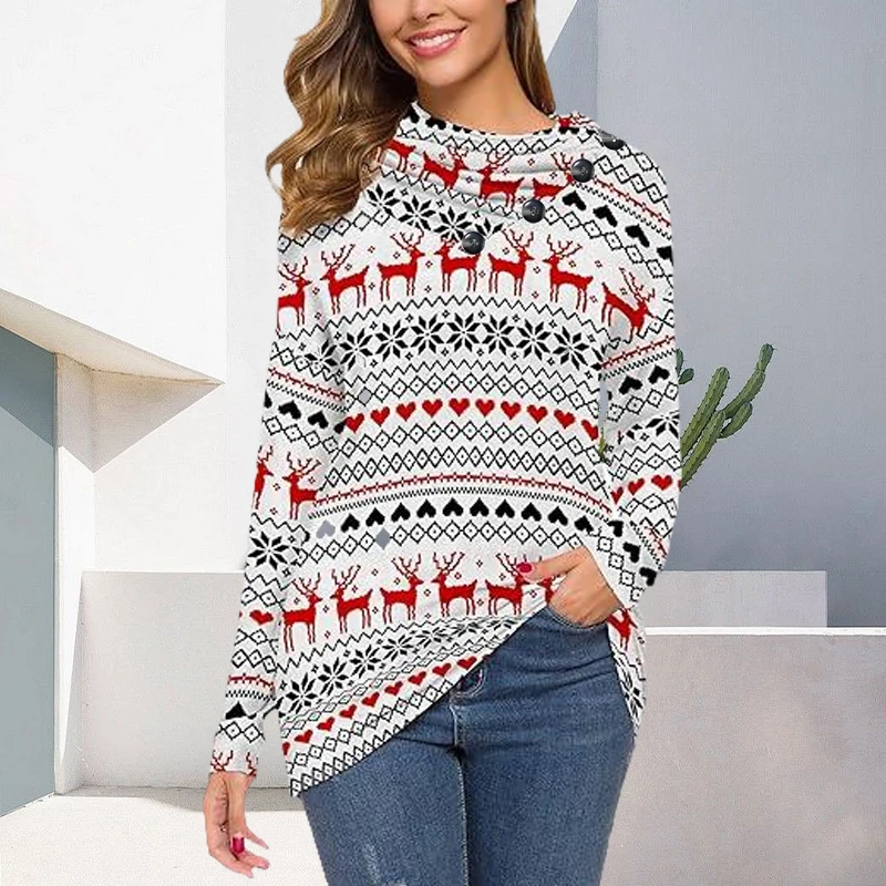 

Spring Autumn Large Plus Size Long Sleeve Printed Top Elegant Casual Fashionable Spring Autumn Collection