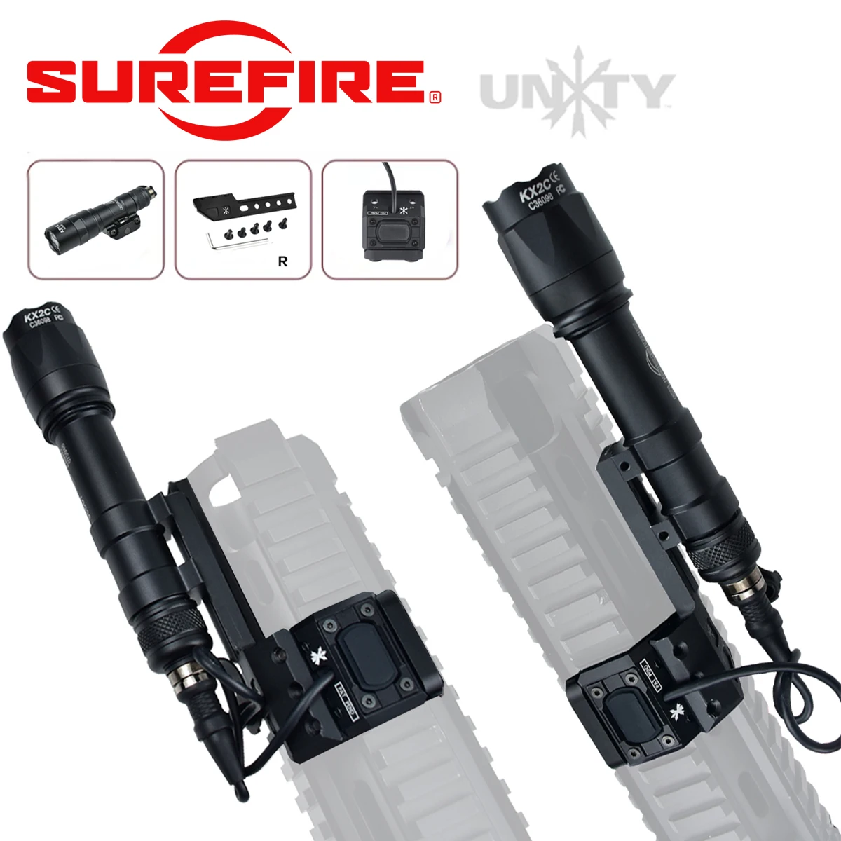 UNITY – support à double interrupteur pour lampe Surefire M600 M300, projecteur tactique LED SF, lampe de chasse pour fusil AR15, lampe de poche Airsoft
