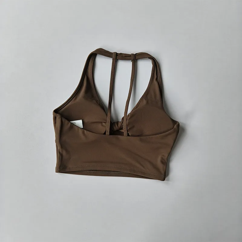Geknoteter stoßfester Sport-BH mit festen Cups, dünnen Trägern, schönem Rücken, Yoga-Kleidung, Weste, Laufweste, Fitness-Bekleidung, BH für Damen – Detail 8
