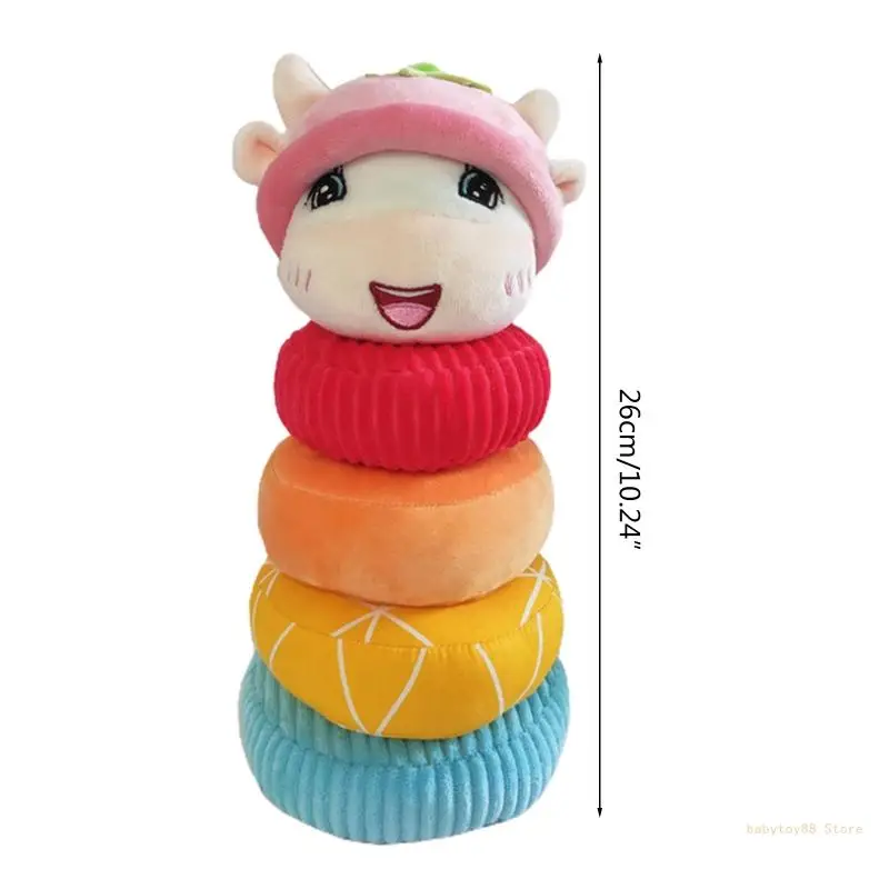 Y4UD DIY Stacking Ring Toy Soft Plush Disassembled Tumbler Baby Sensory Learning Gift