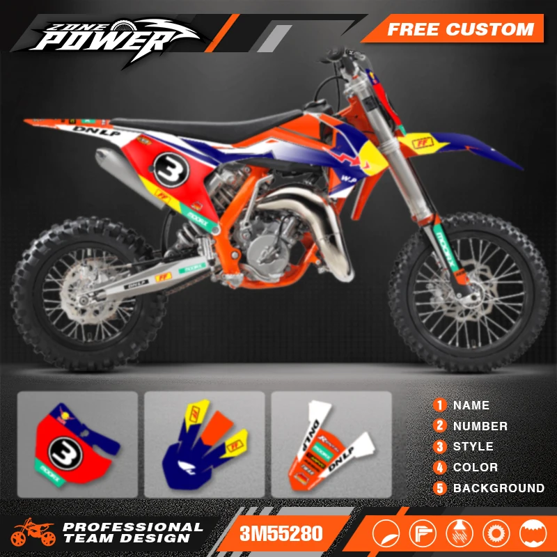 Powerzone Custom Team Decals Stickers Kits for KTM 2016 2017 2018 2019 2020 2021 2022 2023 SX65 SXF 65 Customized Number 20