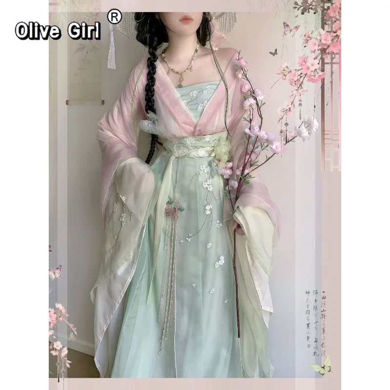 

Olivegirl Original Hanfu Dress Women's Clothing Embroidered Flower High End Ancient Chinese Traditional Spring Summer Cosplay